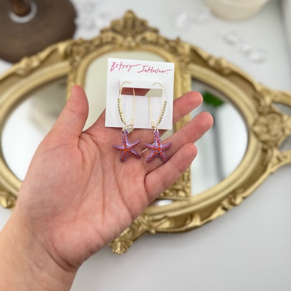 Betsey Johnson Starfish Crystal Drop Earrings - Picture 5 of 5